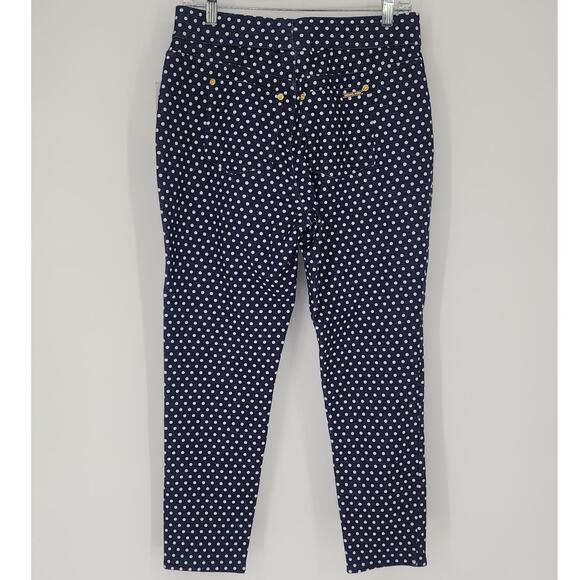 Michael Michael Kors Navy Polka Dot Pull-On Stretch Pants Women’s Size Large - Picture 12 of 12
